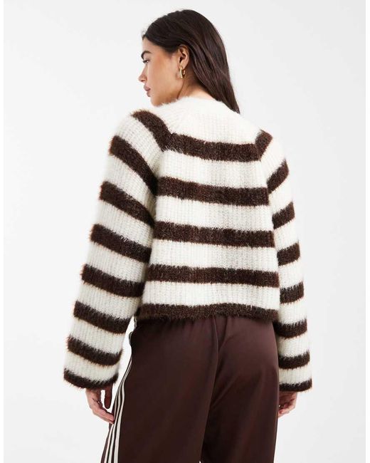 Miss Selfridge Brown Chunky Fluffy Knitted Cardigan