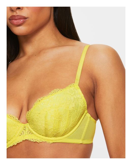 Ann Summers Yellow Sexy Lace Planet Padded Plunge Bra