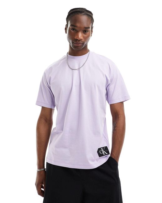 Calvin Klein Purple Oversized Badge T-shirt for men