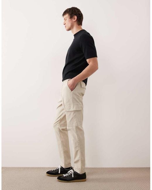 ASOS Natural Slim Pull On Cargo Trousers for men