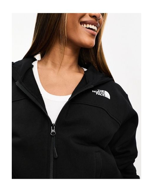 The North Face Black Essential Oversized Zip Up Fleece Hoodie