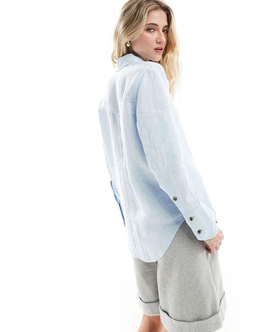 Whistles Blue Linen Relaxed Fit Shirt