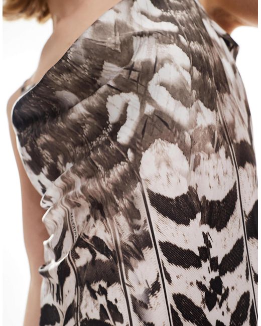 Hadley sierra - robe nuisette mi-longue en satin - noir et AllSaints en coloris White