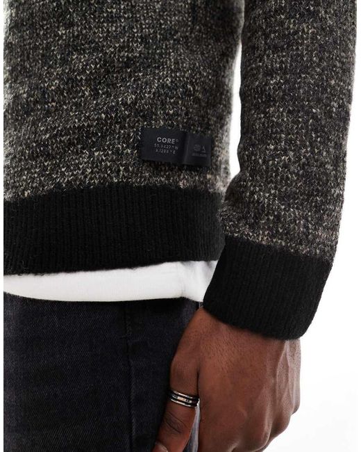 Jack & Jones Black Half Zip Knitted Jumper With Neps for men