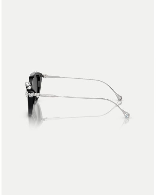 Occhiali Da Sole Cat-Eye Neri Con Lenti Grigie di Swarovski in Black