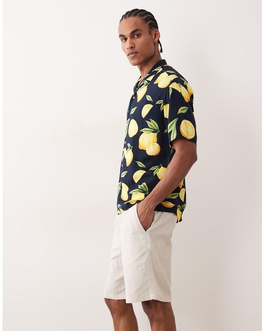 Jack & Jones Natural Linen Mix Drawstring Shorts for men