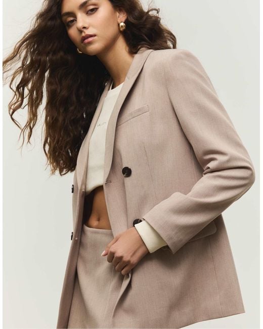 Blazer à double boutonnage - taupe Stradivarius en coloris Natural