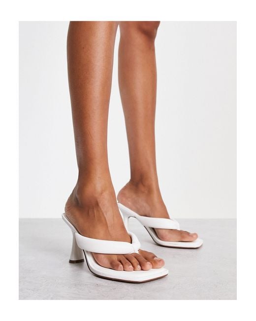 Thong heeled sandals white sale