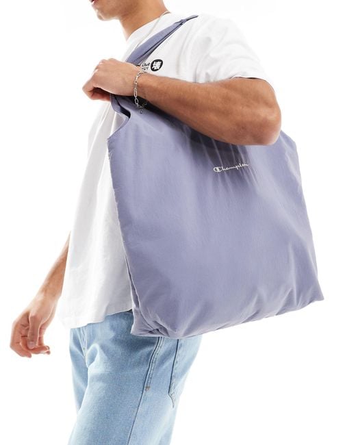 Champion Blue Crinkle Nylon Tote Bag for men