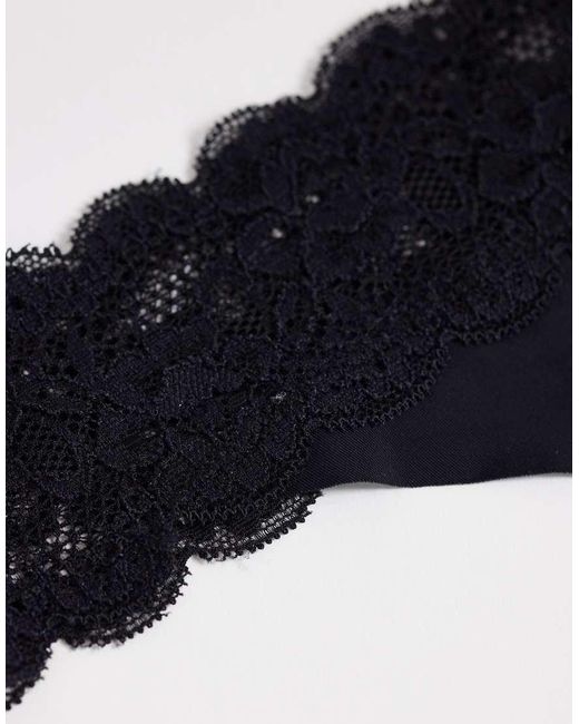 ONLY Black 3 Pack Lace Trim Seamless Thong