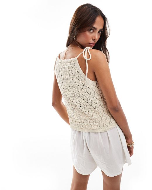 Vero Moda White Aware Crochet Halterneck Top