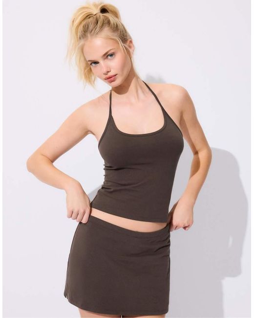 Stradivarius Gray Knit Halter Top