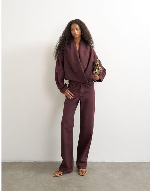 TOPSHOP Red Wrap Drape Neckline Bomber Jacket