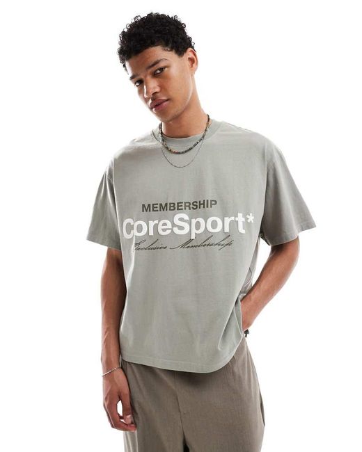 Jack & Jones Gray Boxy Crop T-shirt With Front Print for men