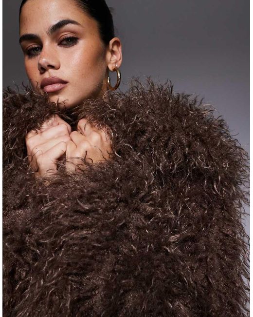 The Frolic Gray Exclusive Faux Mongolian Fur Oversized Collar Coat