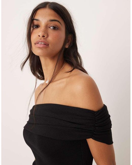 Mango Black Off Shoulder Maxi Dress