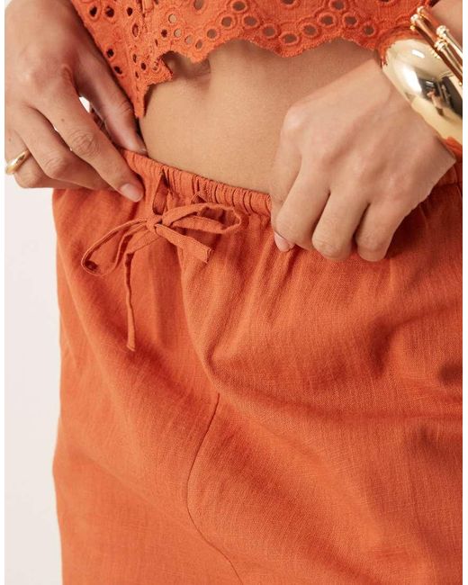 Iisla & Bird Orange Ruffle Front Beach Trouser Co-ord