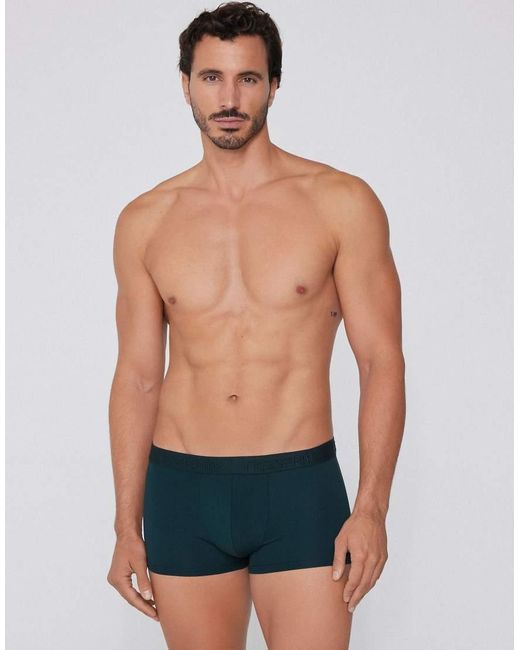 Tezenis Blue Elastic Microfibre Boxers With Logo for men