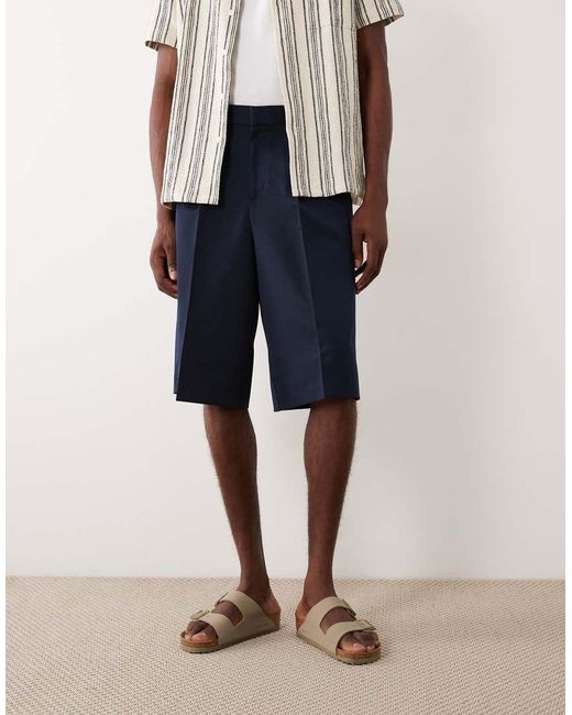 ASOS Blue Tailored Pleated Oversized Bermuda Shorts for men