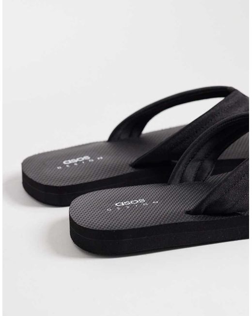 ASOS Gray Flip Flops With Grosgrain Strap for men