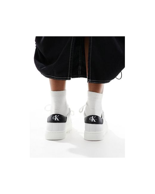 Calvin Klein White Classic Cupsole Lace Up Trainers