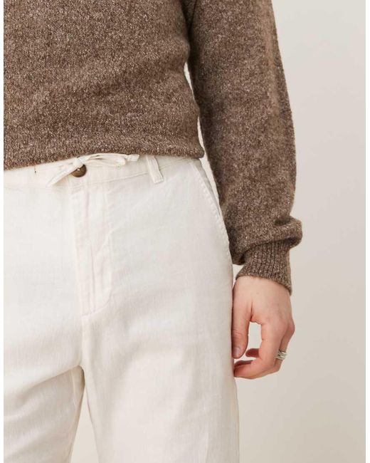 SELECTED Natural Linen Blend Slim Tapered Trouser for men