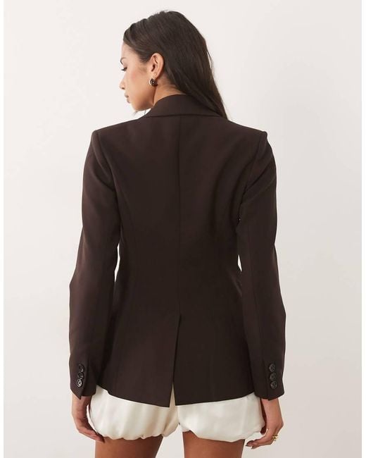 Forever New Brown Tailored Cinched Waist Blazer