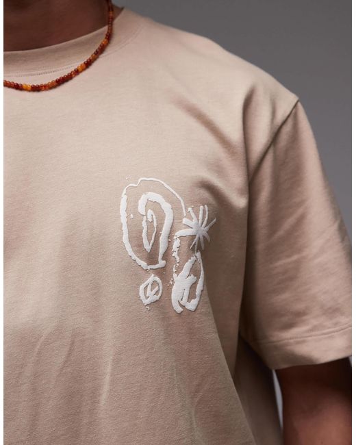 Topman Gray Premium Oversized Fit T-shirt With Front And Back Abstract Shapes Textured Print for men