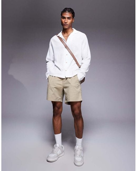 ASOS Gray Boxy Textured Revere Shirt for men
