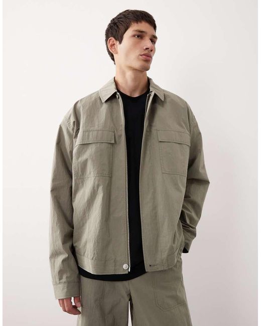 ASOS COLLECTIVE Nylon Shacket in het Green voor heren