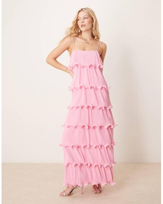 Pretty Lavish Pink Tiered Ruffle Maxi Dress