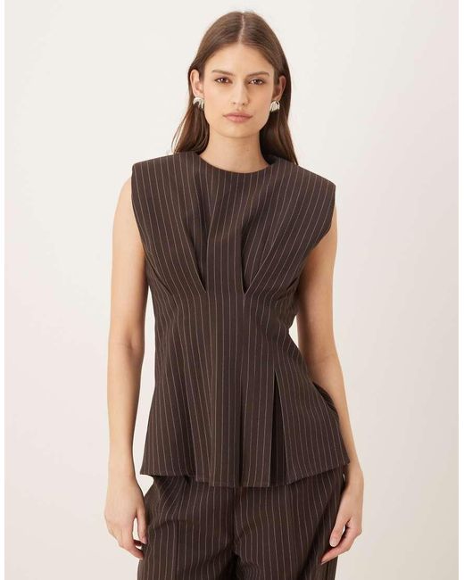 Wanderdoll Brown Blythe Tailored Cinch Waist Peplum Shirt Co-Ord