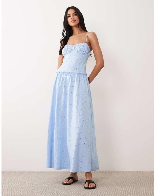 ASOS Blue Eyelet Cami Maxi Dress