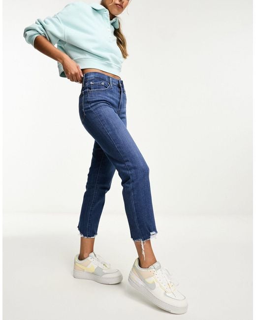 724 jeans dritti taglio corto a vita alta lavaggio medio di