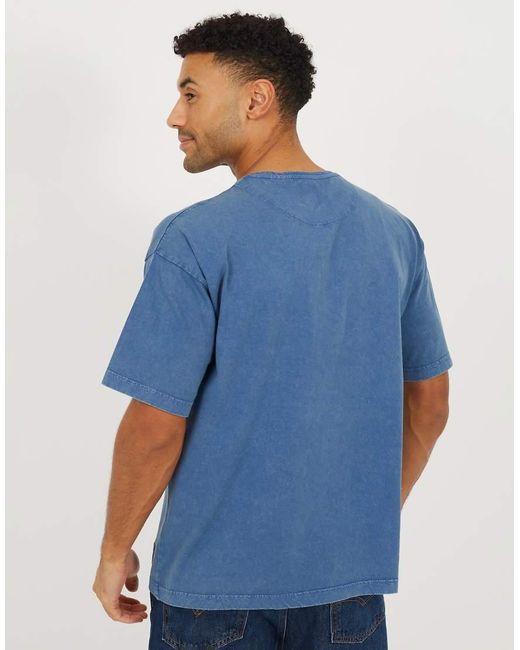 Brave Soul Blue Acid Wash Relaxed Fit T-Shirt for men