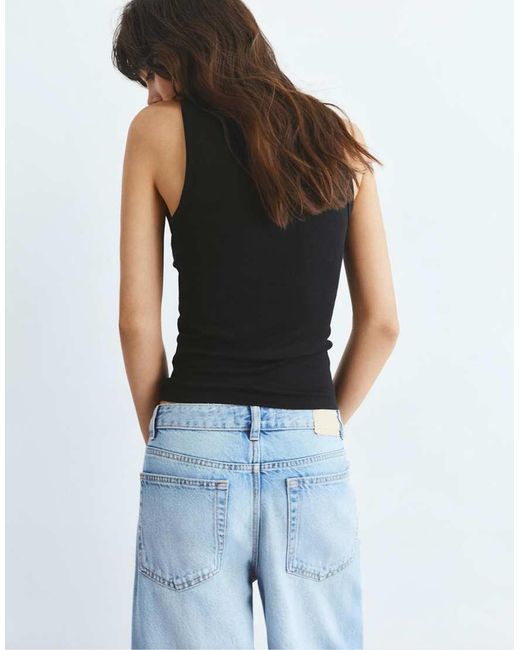 Pull&Bear Black Round Neck Tank Top