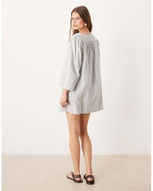 Free People White Goldie V Neck Smock Mini Dress