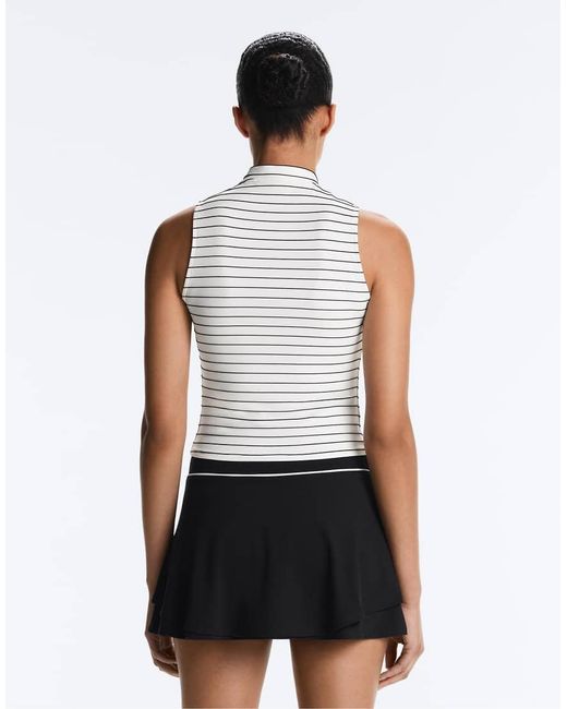Oysho White Striped Half-zip Sleeveless T-shirt