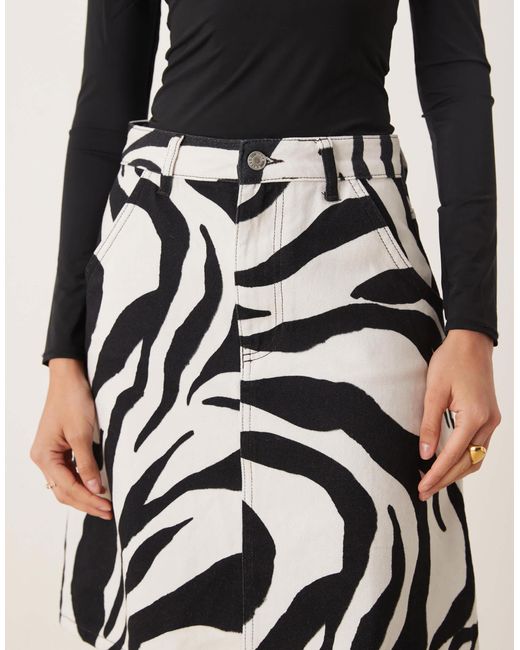 ASOS Natural 90's Length Denim Skirt