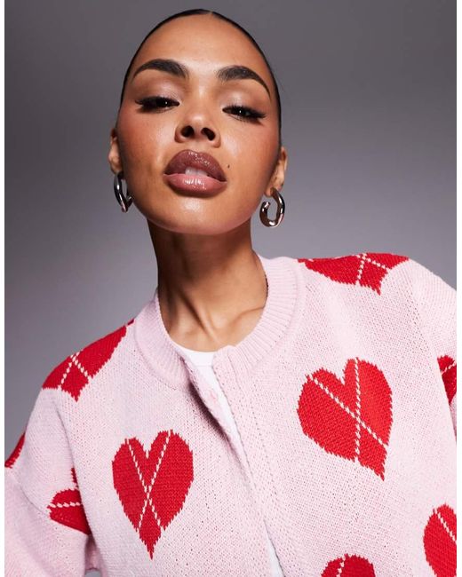 River Island Red Argyle Cardigan