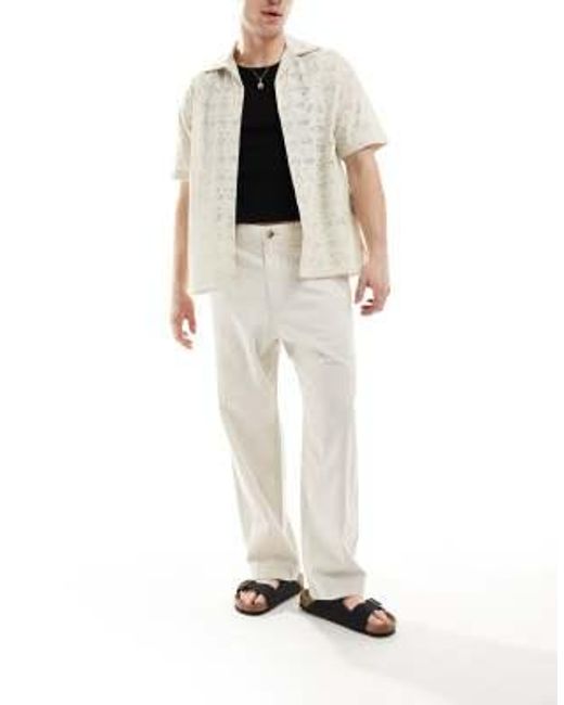 Hollister – weite hose aus leinen in Natural für Herren