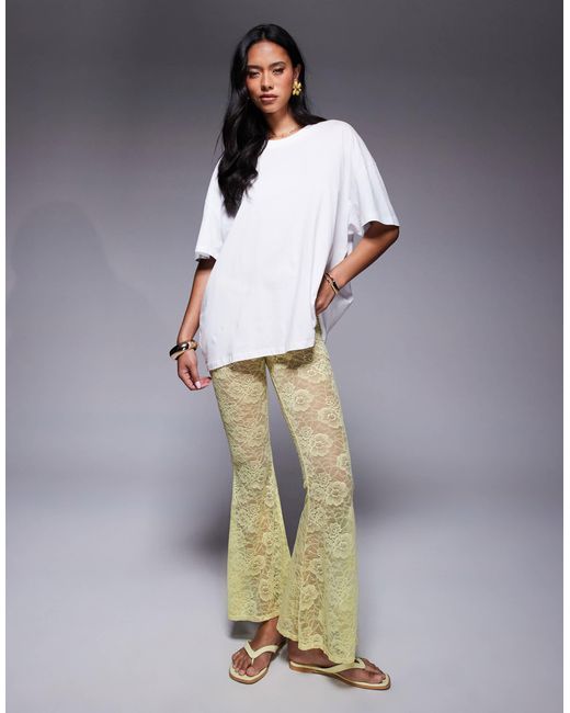 ASOS Yellow Extreme Flare High Waist Sheer Lace Trouser