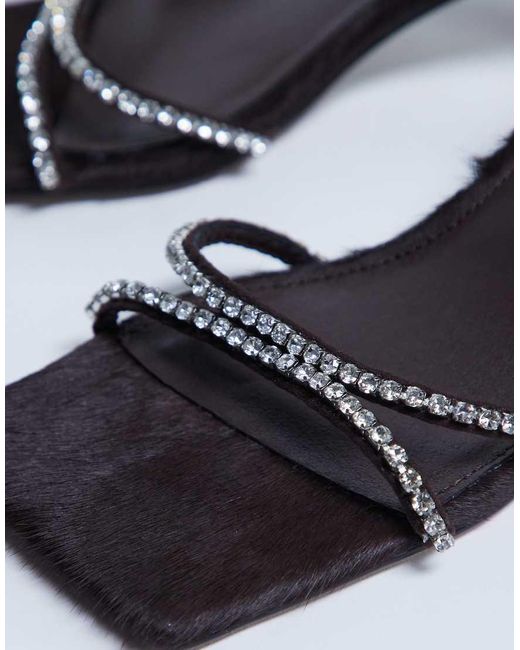 TOPSHOP Blue Astrid Rhinestone Heeled Mules