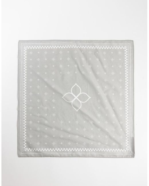 ASOS Gray Paisley And Checkerboard Cotton Bandana for men