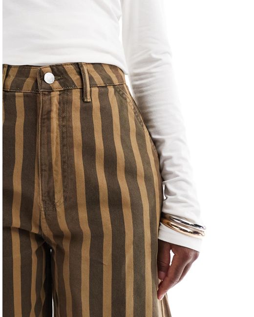 ASOS Brown – barrel-leg-hose mit verwaschenem streifenmuster