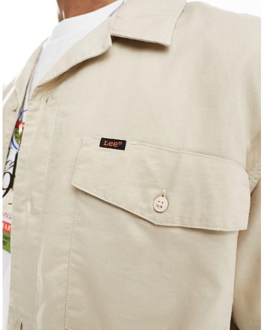 Chetopa - chemise à manches courtes avec col à revers en sergé Lee Jeans pour homme en coloris White