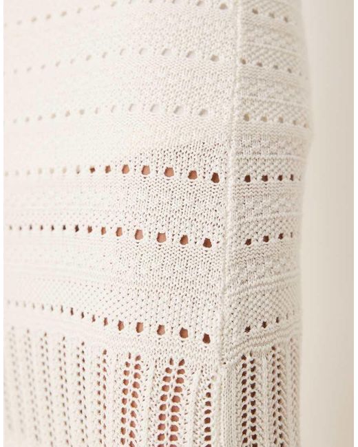 Abercrombie & Fitch Natural Crochet Lace Strapless Midi Dress