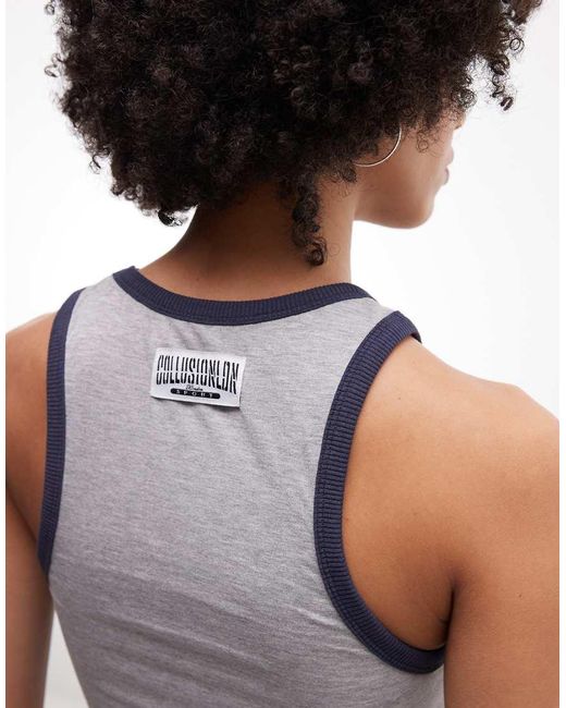 Collusion White Sports Singlet-grey