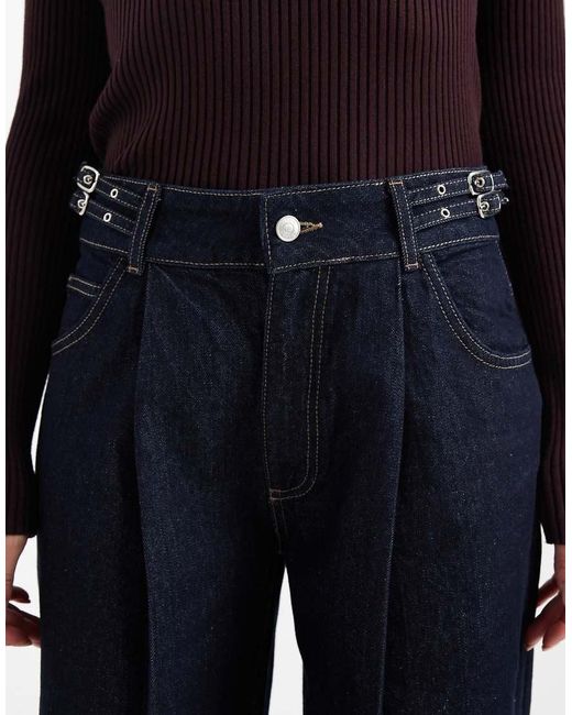 ASOS Blue Double Cinch Side Wide Leg Jean