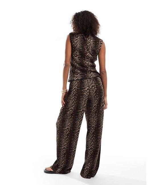 Pieces Brown Mini Plisse Wide Leg Trouser Co-ord